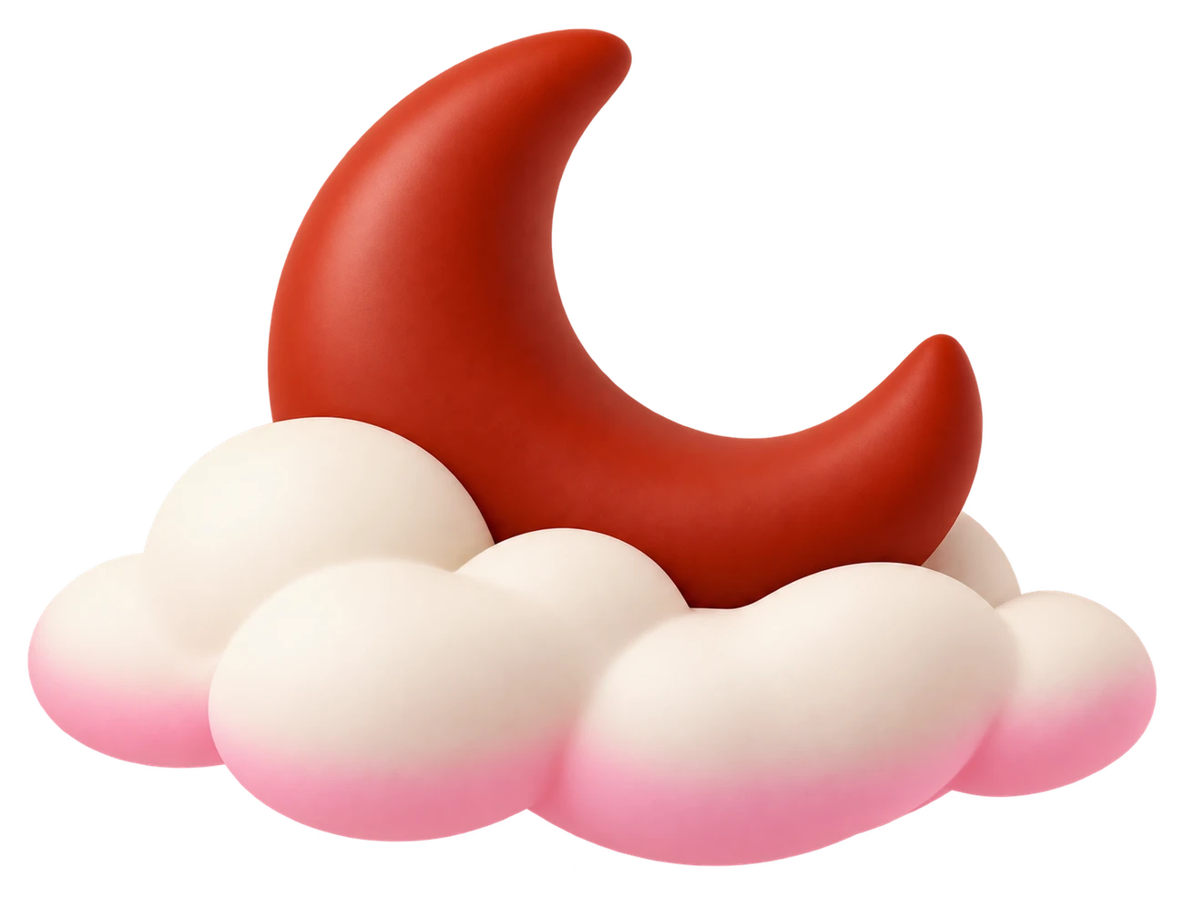Crescent moon resting on a cloud illustration