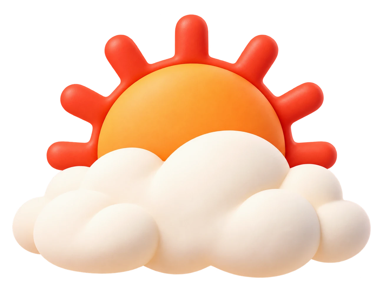 Rising sun peeking over a cloud illustration